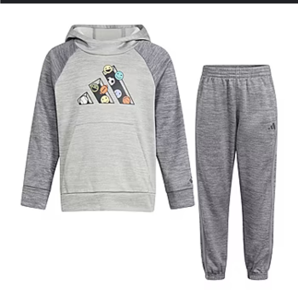 Adidas Light Gray Hoodie and Dark Gray Joggers